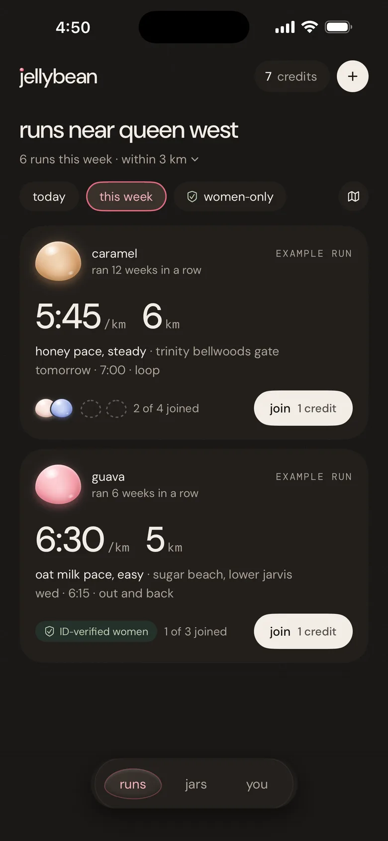 the same jellybean feed in dark mode.